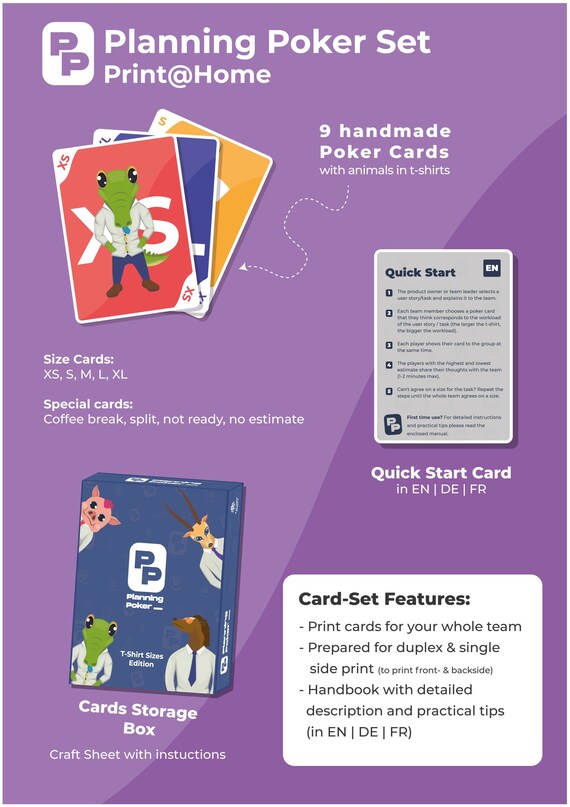 Planning Poker Cards Tshirt Sizes Printhome Etsy