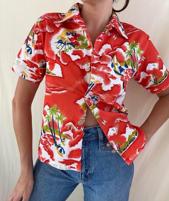 70's Vintage Blood Orange Hawaiian Tropical T-shir