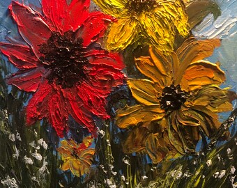 Textured Flowers acrylic painting