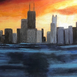 Acrylic painting of Chicago Skyline