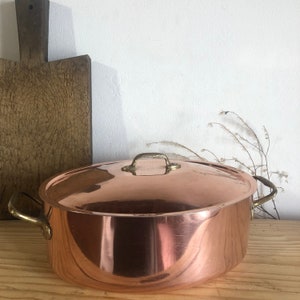 French Vintage Oval Copper Aluminium Stockpot / Cocotte with lid  , French Vintage , 3.5 mm