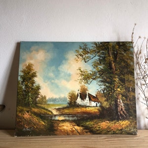 Original Oil Painting by Heinrich Knauf (1901-1976) on Canvas  - part of the famous Willingshäuser Maler colony - The Farm  in The Forest -
