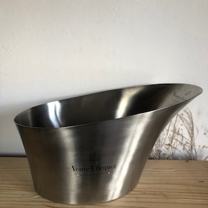 Big Veuve Clicquot Champagne Ice Bucket, French Vintage ice bucket, wine cooler Inox , Magnum bottles,