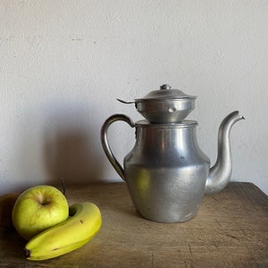 French vintage TOURNUS aluminium coffee maker with filter /  coffee pot / cafetiere / French Countryside