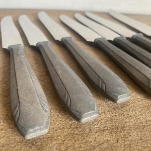 Set of 11 pieces Monobloc Aluminonickel Knives, Inoxydable France , vintage cutlery