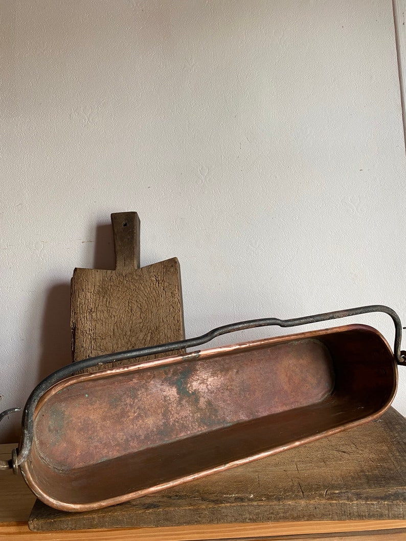 Antike Kupferpfanne, französischer Vintage, Kupferpflanzer, Kupferweinkühler Bild 3