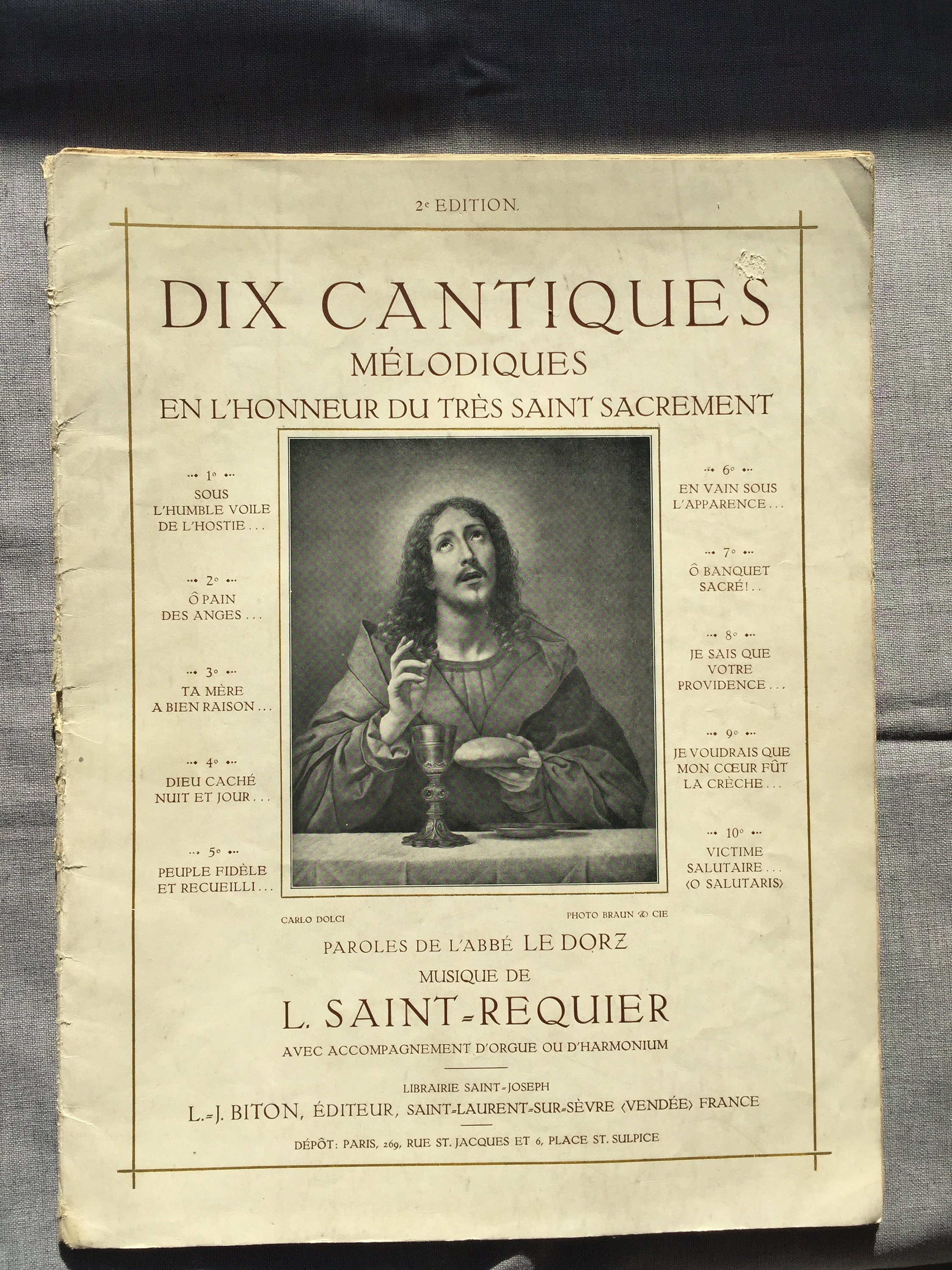 Français Livre d'église Vintage avec Notes de Musique Pour Chorales/1912