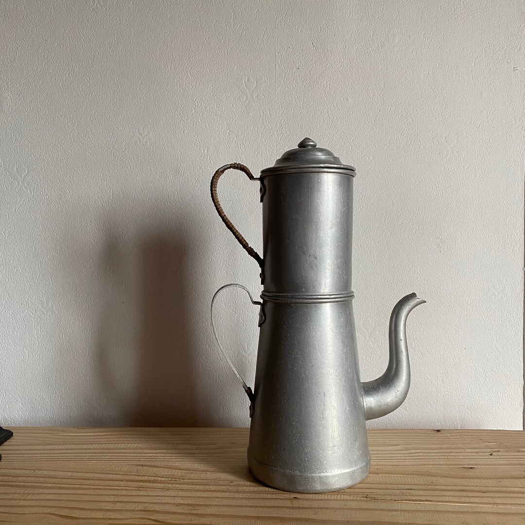 Large French Vintage Aluminium Coffee Maker/ Coffee Pot / Cafetiere