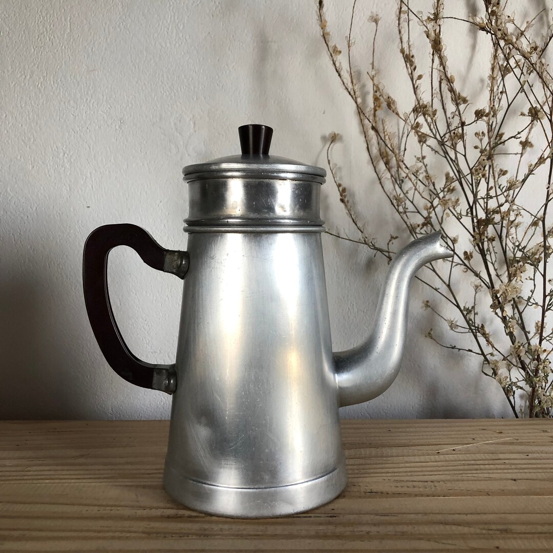 French Vintage Aluminium Coffee Maker With Bakelite Handle/ Coffee Pot