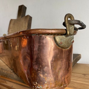 Antike Kupferpfanne, französischer Vintage, Kupferpflanzer, Kupferweinkühler Bild 10