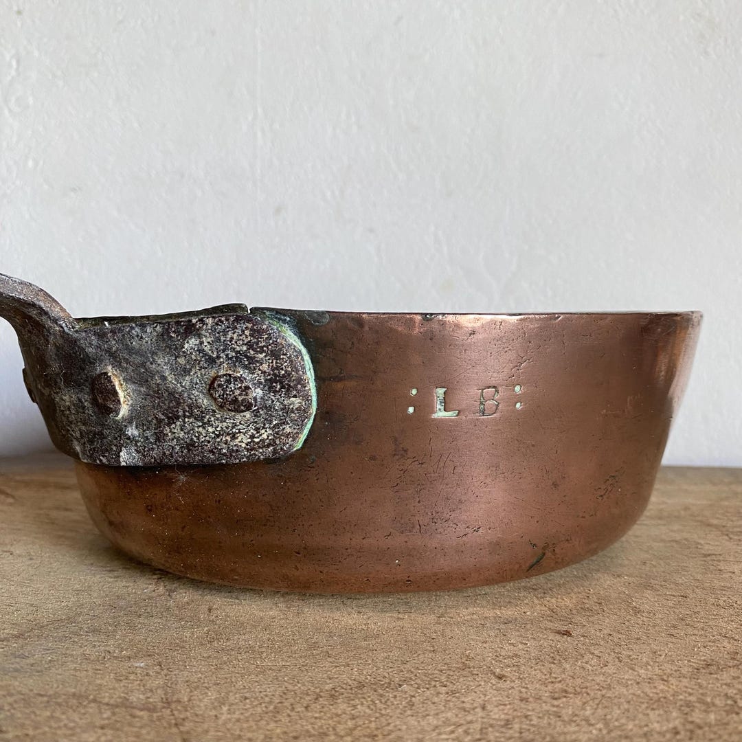 Antique Monogrammed Copper Pan With With Tin Lining and Long Handle ...