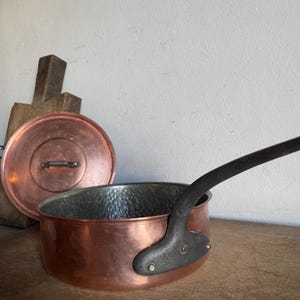 Big massive French  Copper  Frying Pan with lid , french copper kitchenware