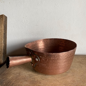 Hammered Copper  Pan with round bottom  , French Vintage