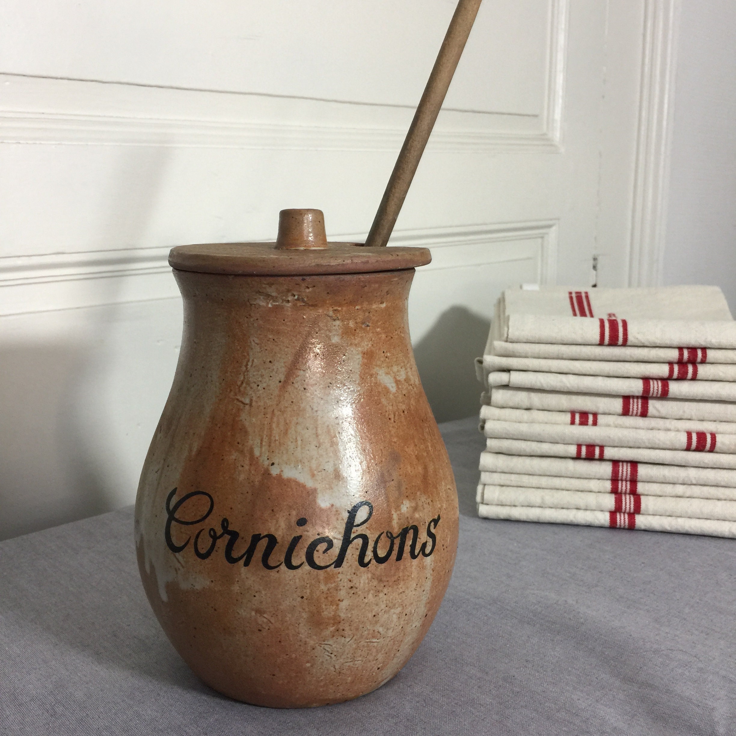 Pot de Cornichon Vintage Français en Grès