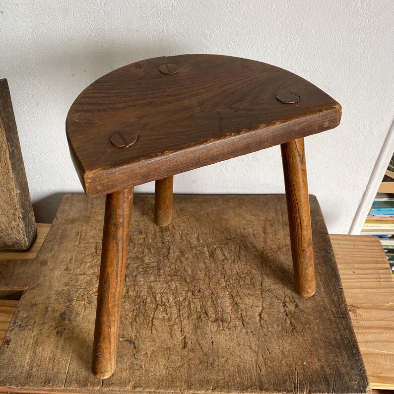 Wooden Tripod Stool , Handcrafted Twisted Legs, French Vintage ...