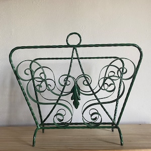 Dark Green Vintage Iron Magazine Rack ,