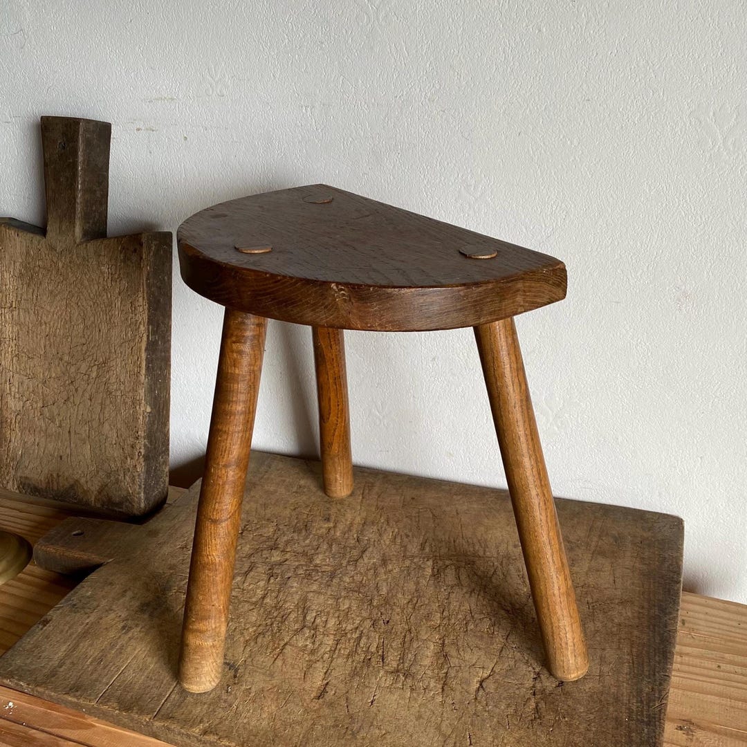 Wooden Tripod Stool , Handcrafted Twisted Legs, French Vintage ...