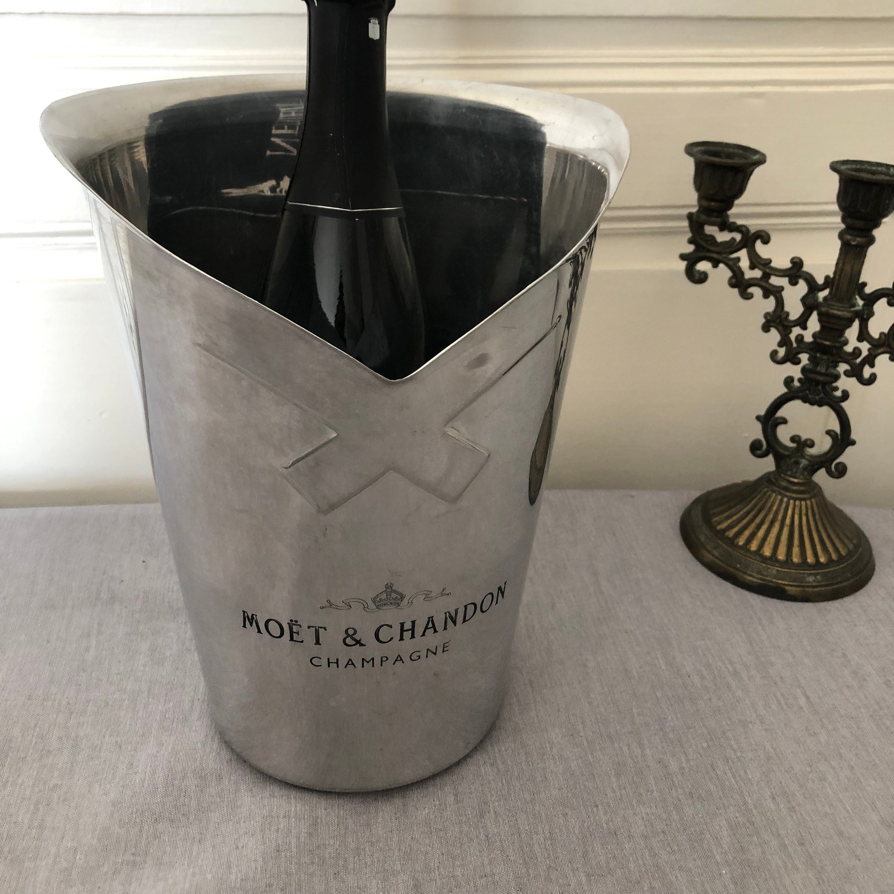 Moët & Chandon Champagne Ice Bucket Bottle Cooler Prestige Vasque Gold  Transparent Ice Container for…See more Moët & Chandon Champagne Ice Bucket