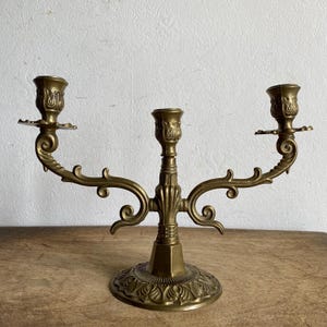 French vintage  metal candelabra, candleholder, chandelier, antique, 3 branches