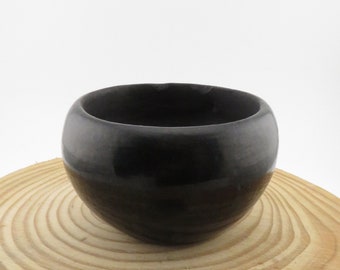 Vintage Signed Cornelia Martínez San Ildefonso Pueblo Nacimiento Undecorated Black Pottery bowl