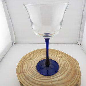 Vintage Luminarc Cobalt Blue Stem Tulip Wine Glasses 7&quot; goblets France- 4 boxes of 4 Available!