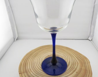Vintage Luminarc Cobalt Blue Stem Wine Glasses - Set of 4