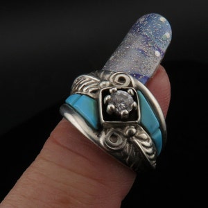 Vintage Carolyn Pollack Sterling Silver, Turquoise and CZ Ring- size 5