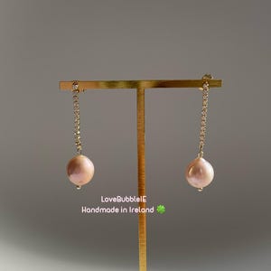 Natural Pink Edison Pearl Sparkling Drop Earrings