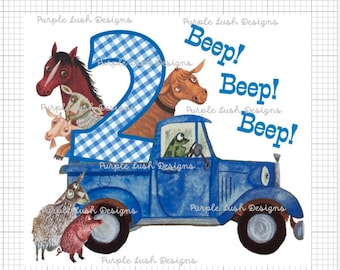 Little Blue Truck Second Birthday Digital Download