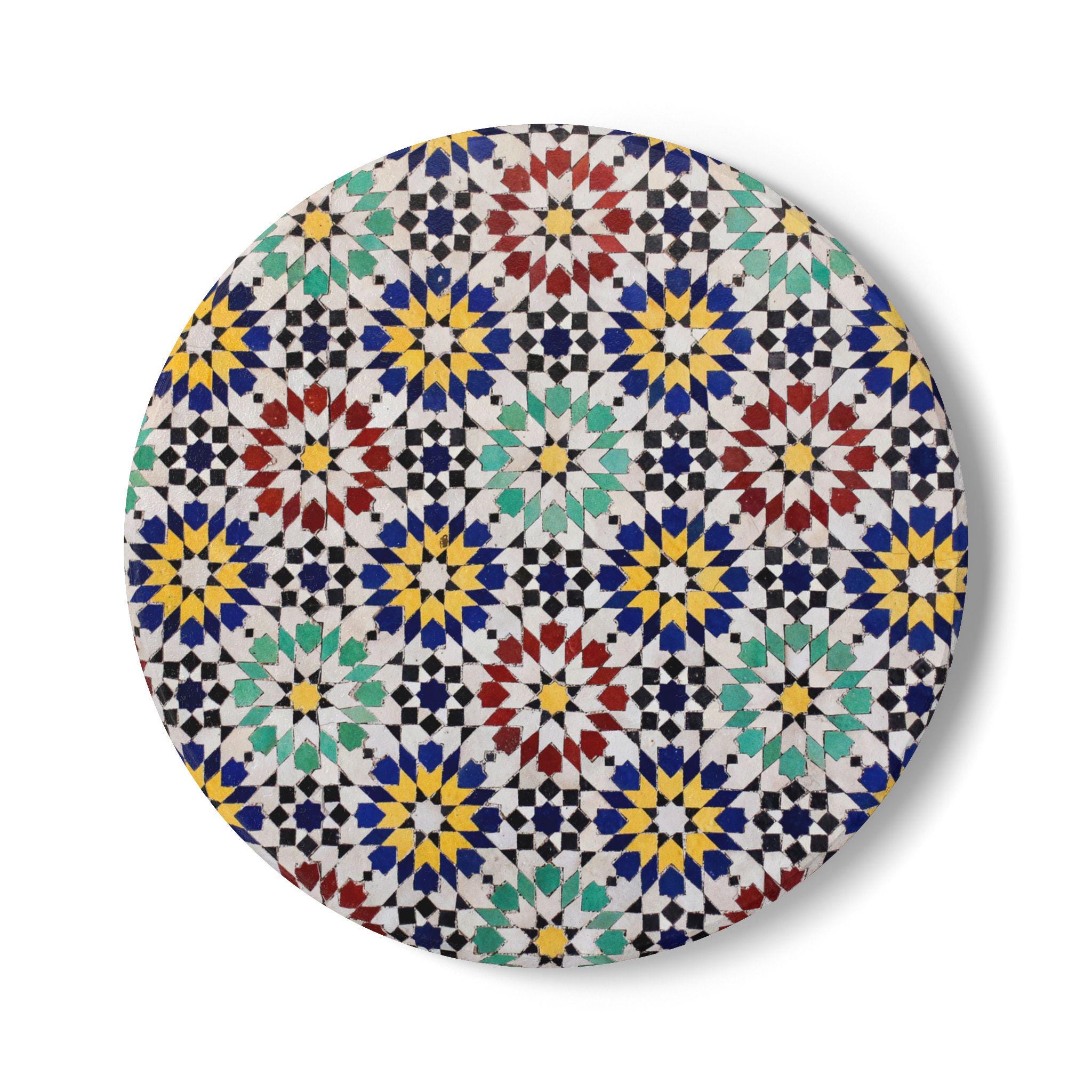 Moroccan Tile Pattern Ceramic Coaster | Geometric Floral Mosaic - Etsy