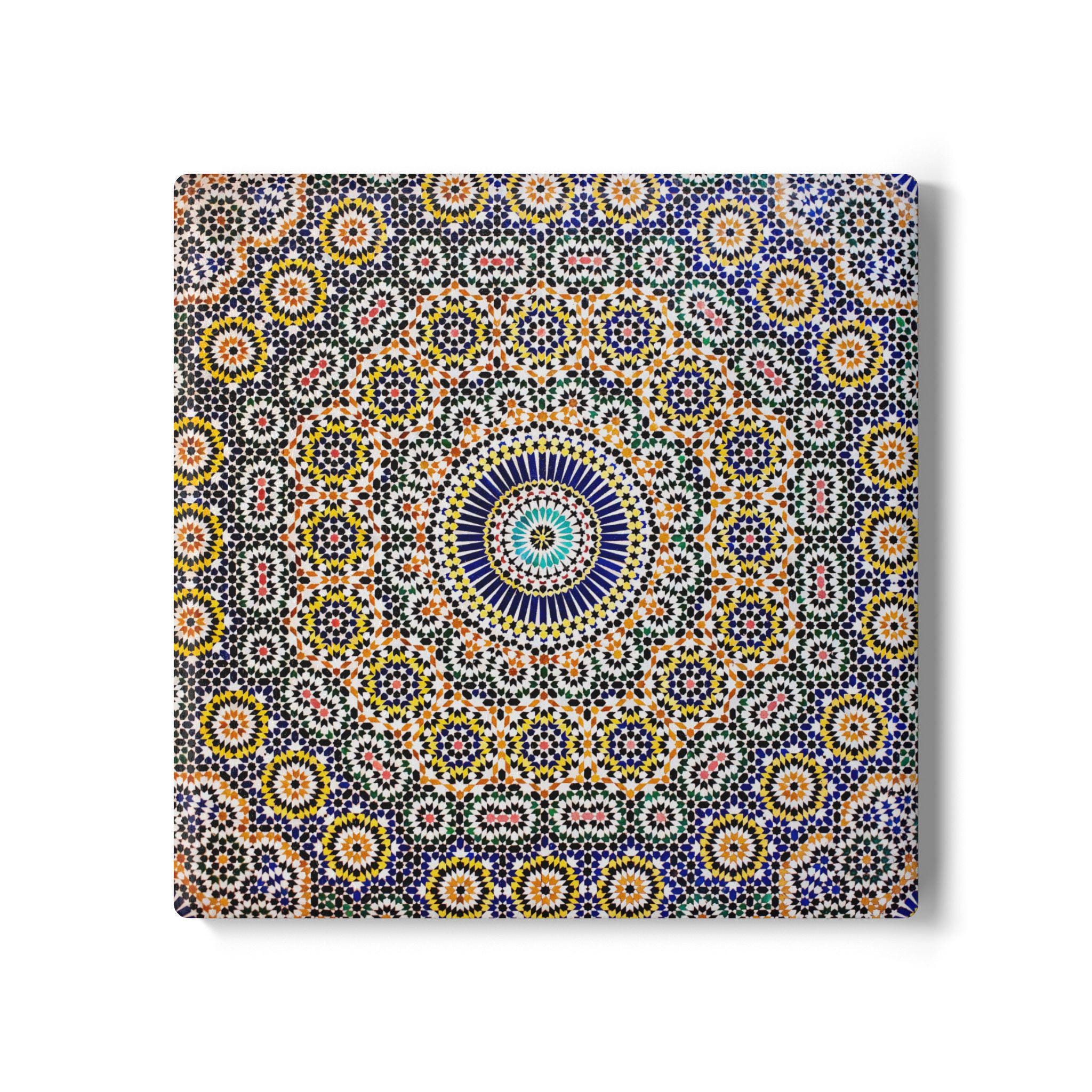 Moroccan Tile Pattern Ceramic Coaster | Geometric Floral Mosaic - Etsy