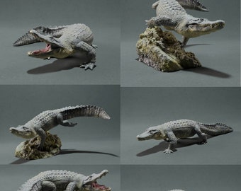 Crocodile STL Model Set for 3D Print, Realistic Reptile Sculpture, Digital Download Figurine