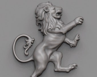3D Lion Relief Model: CNC Router File, STL for Printing