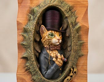 3D Cat Gentleman STL Model: 3D Printer File