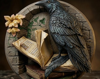 3D Crow Relief: CNC Router File, Wood Wall Decor (STL)