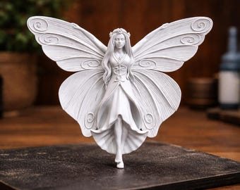 Fairy STL Model for 3D Print, Forest Spirit Figurine, Winged Pixie Digital Download Statue