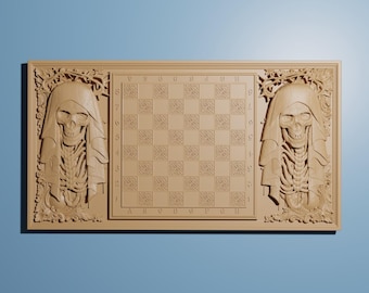 3D STL Chess Board Model: Skull Design for 3D Printing
