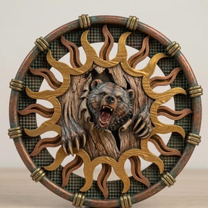 Modelo STL de relieve de oso 3D para fresadora CNC, carpintería.