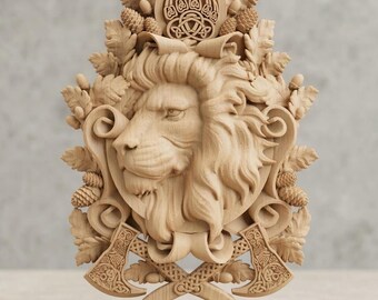 Lion Relief 3D STL Model: CNC Router File, Wall Decor (Digital Print)