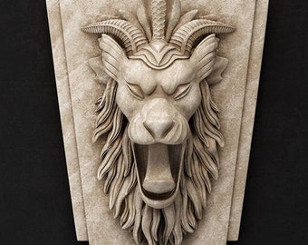 3D Lion Relief STL Model: CNC Router File, Wood Carving, Wall Decor