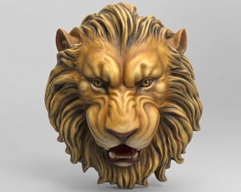 3D Lion Head STL Model: Printer Figure (Digital Download)