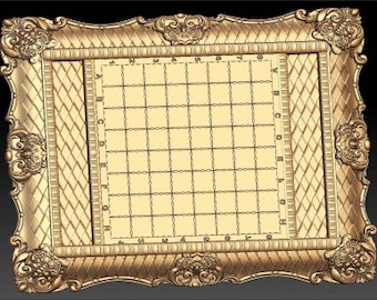 3D Chess Board STL Model: Ornate Carved Frame (3D Printer File)