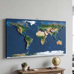 3D World Map Relief STL Model: CNC Router File (Digital Download)