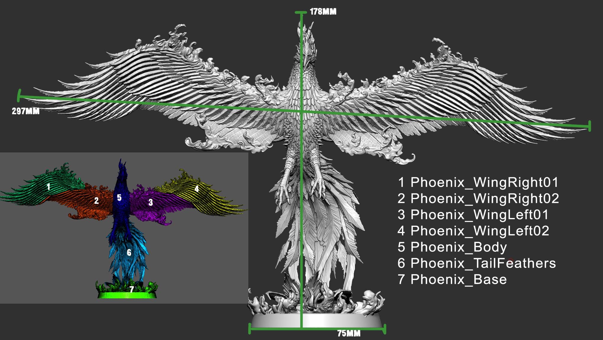3D Phoenix ,3D stl Phoenix drawing file,3D stl for priting,3D printer and printing machine,digital printer,3D print,3D stl model,3D Printer