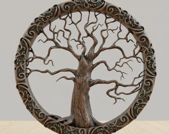 3D Tree Of Life Relief STL Model File for 3D Printing - Wall Decor , Digital Download