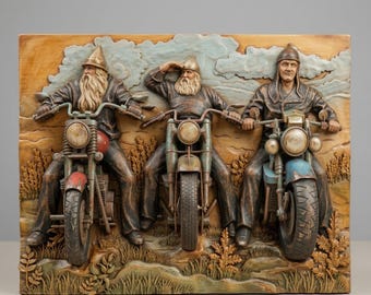 3D Bikers Relief STL Model: CNC Router File, Wood Carving Artcam