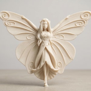 Fairy STL Model for 3D Print, Forest Spirit Figurine, Winged Pixie Digital Download Statue