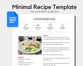 Recipe Template | Cookbook Template | Recipe Google Docs | Recipe Book Template | Recipe Binder | Minimal Recipe | Editable Recipe Printable