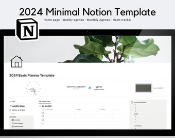 2024 Notion Template | Notion Dashboard | 2024 Digital Planner | Notion Templates | 2024 Weekly Planner