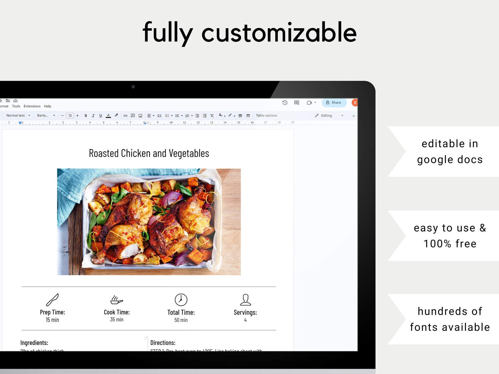 Recipe Template Cookbook Template Recipe Google Docs Recipe Book